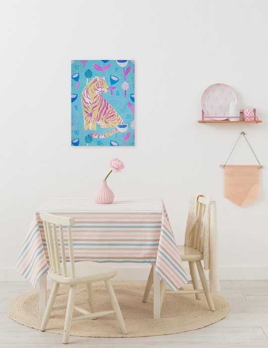 Vlies Bild auf Keilrahmen/ Echtholzrahmen Vegan Tiger