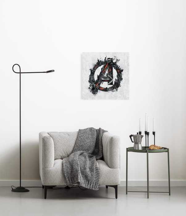 Vlies Bild auf Keilrahmen/ Echtholzrahmen Avengers Big A Logo