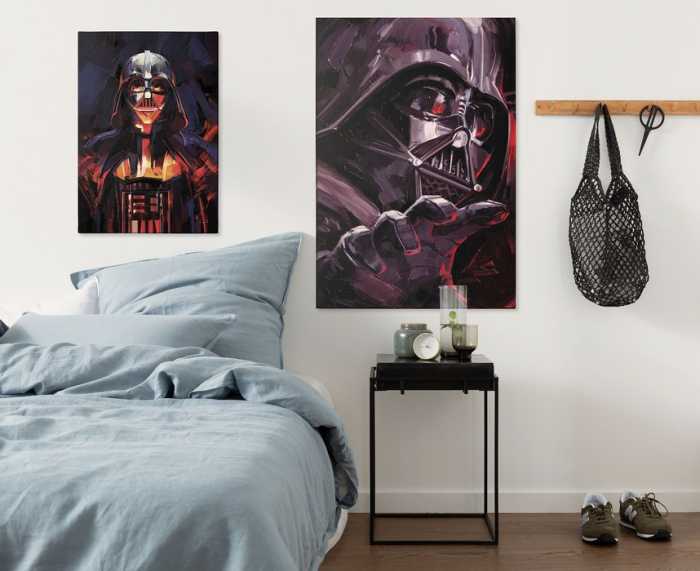 Vlies Bild auf Keilrahmen/ Echtholzrahmen Star Wars Darth Vader Acryl