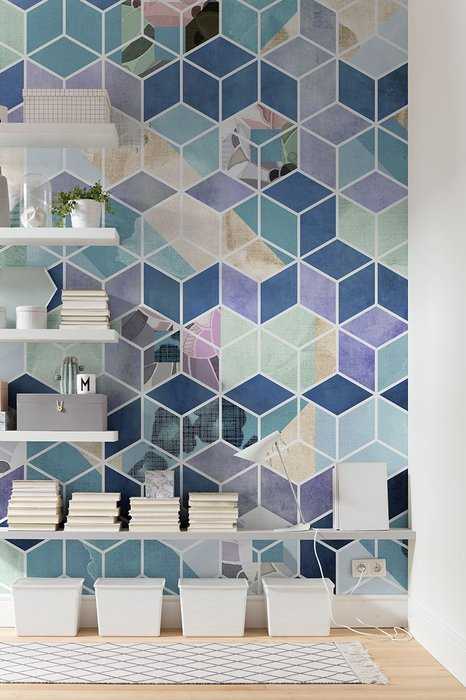Premium Non-Woven Geometric Blue