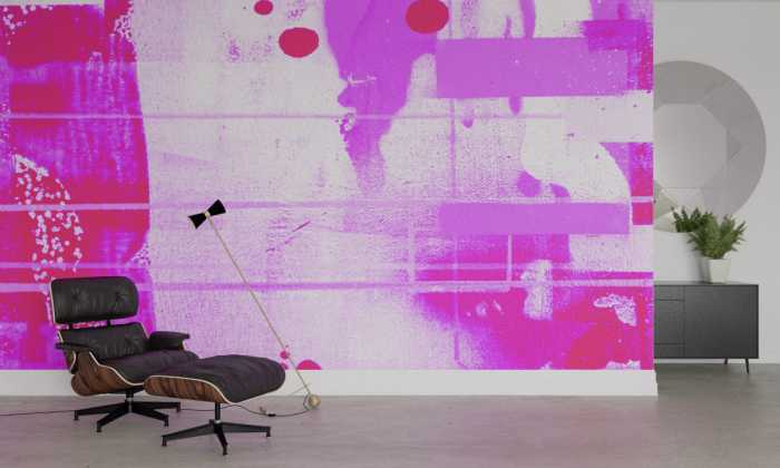 Digitally printed photomural Drops Lapping pink