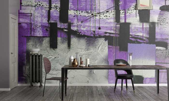 Digitally printed photomural Squares Dropping grau-violett