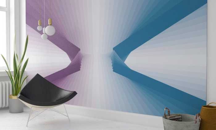 Premium Non-Woven Auroville Horizon aubergine-petrol