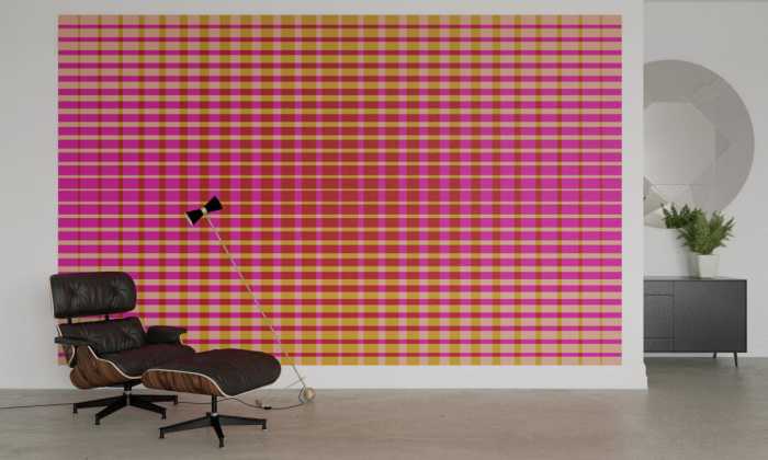 Digitally printed photomural Chequered pink-beige