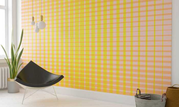 Premium Non-Woven Chequered yellow-apricot