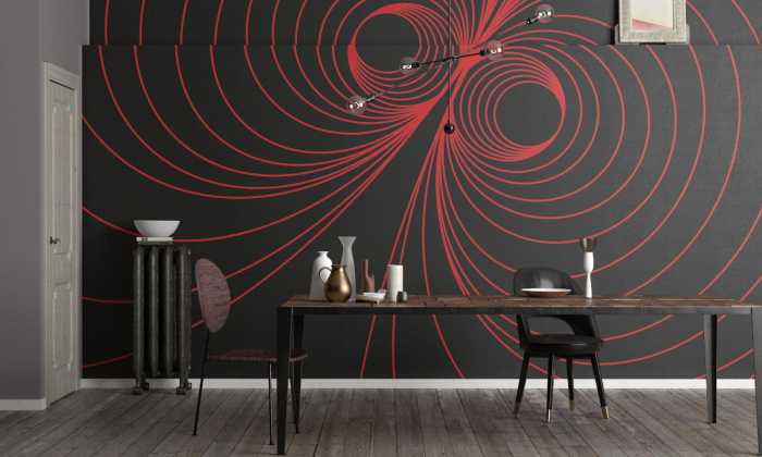 Digitally printed photomural Infinite Glimpse Duo black-red