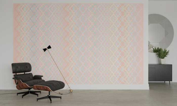 Premium Non-Woven Structure Rhombus apricot-pastell