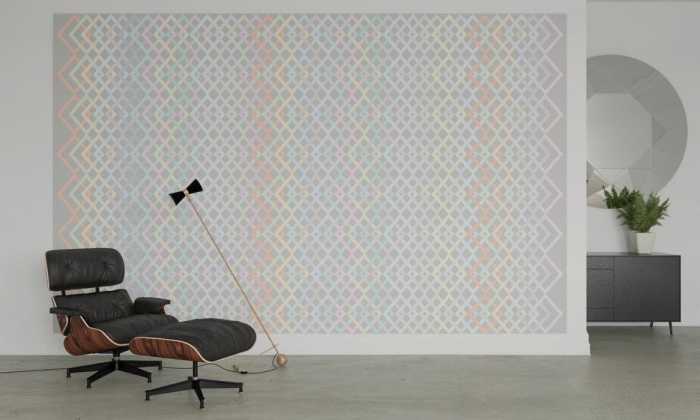 Premium Non-Woven Structure Rhombus lightgrey-pastell
