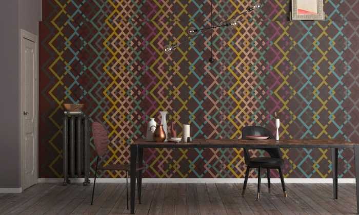 Premium Non-Woven Structure Rhombus mocca-brown
