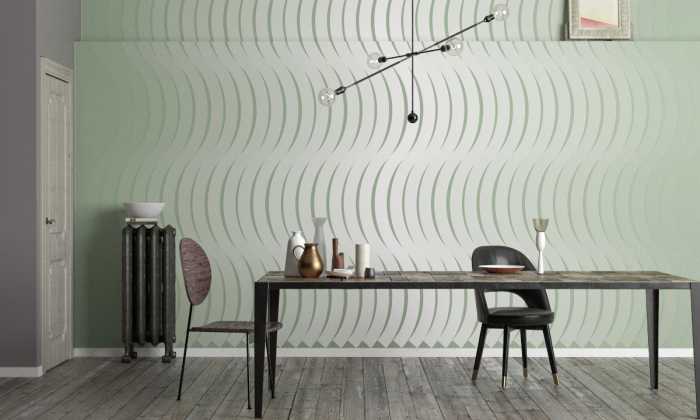 Digitally printed photomural Wave Curton greygreen