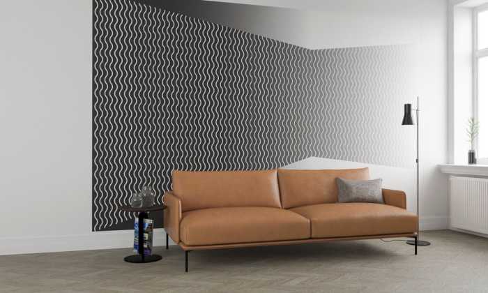Premium Non-Woven Wave Wall white-greygrey