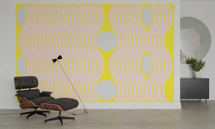 Premium Non-Woven Wave yellow-rosegrey