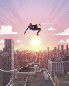 Marvel Spider-Man Swinging Through the Air