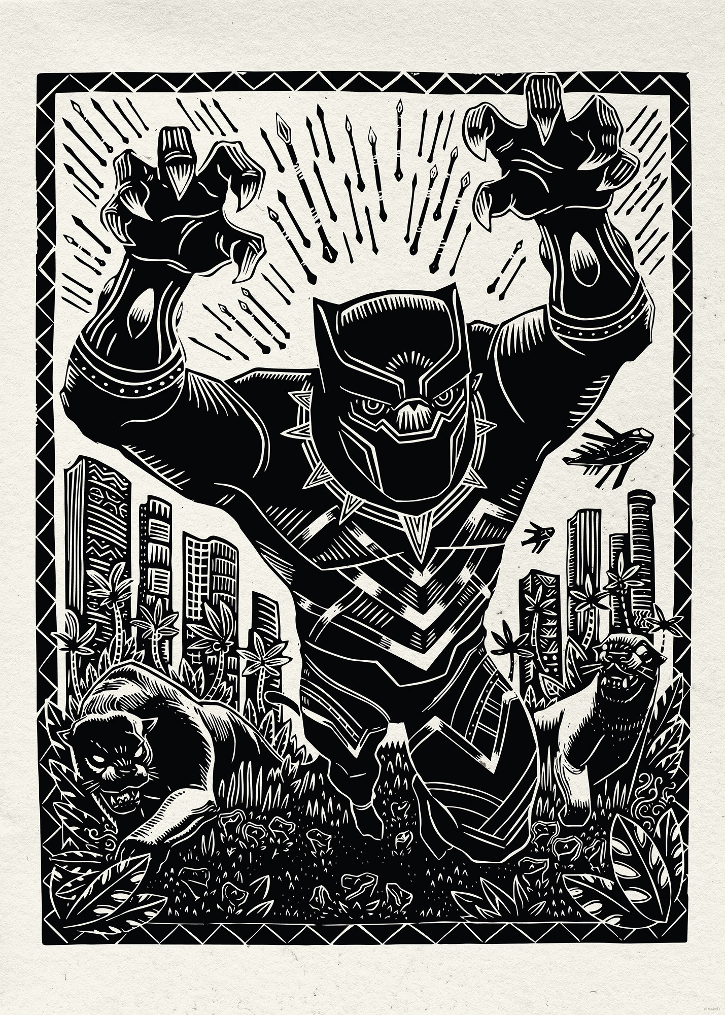 Marvel Black Panther Lino-Cut Charge