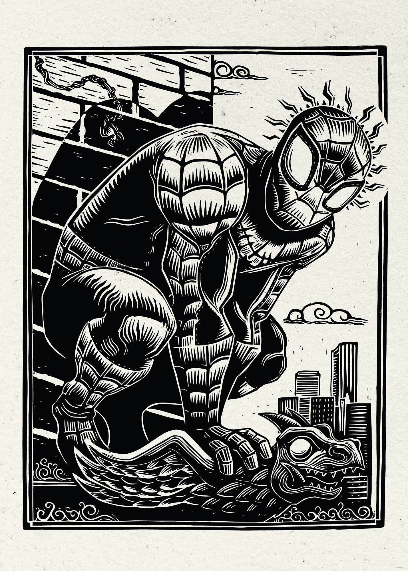 Marvel Spider-Man Lino-Cut