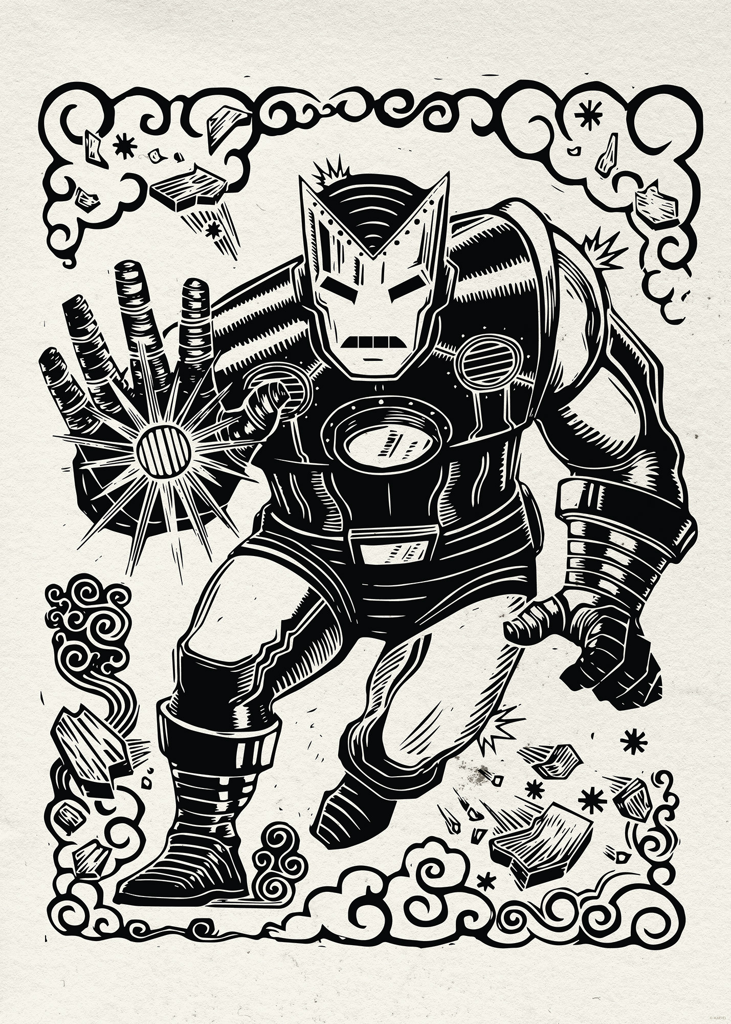 Marvel Iron Man Lino-Cut