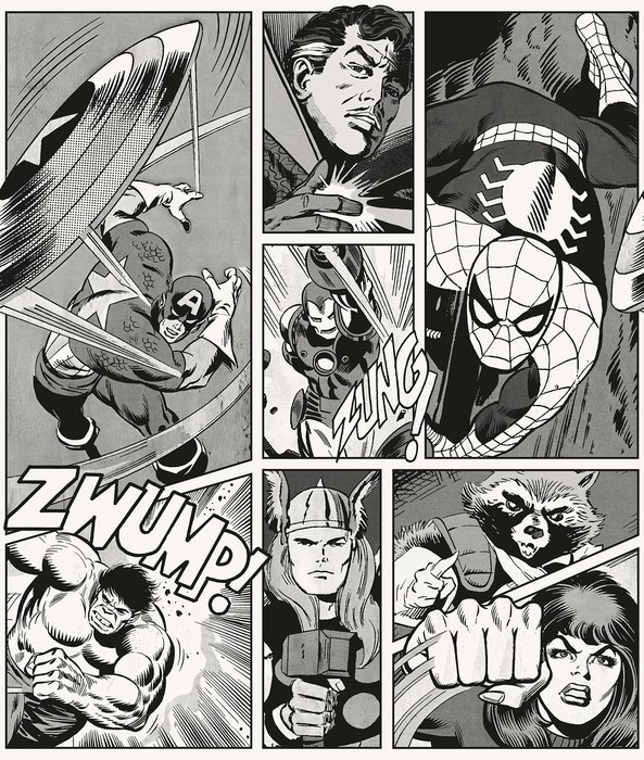 Marvel Classic Comic Panel Monochrome