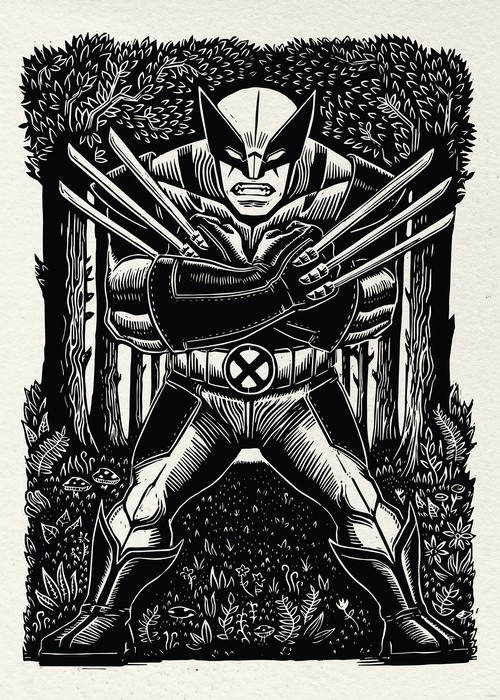 Marvel Wolverine Lino-Cut
