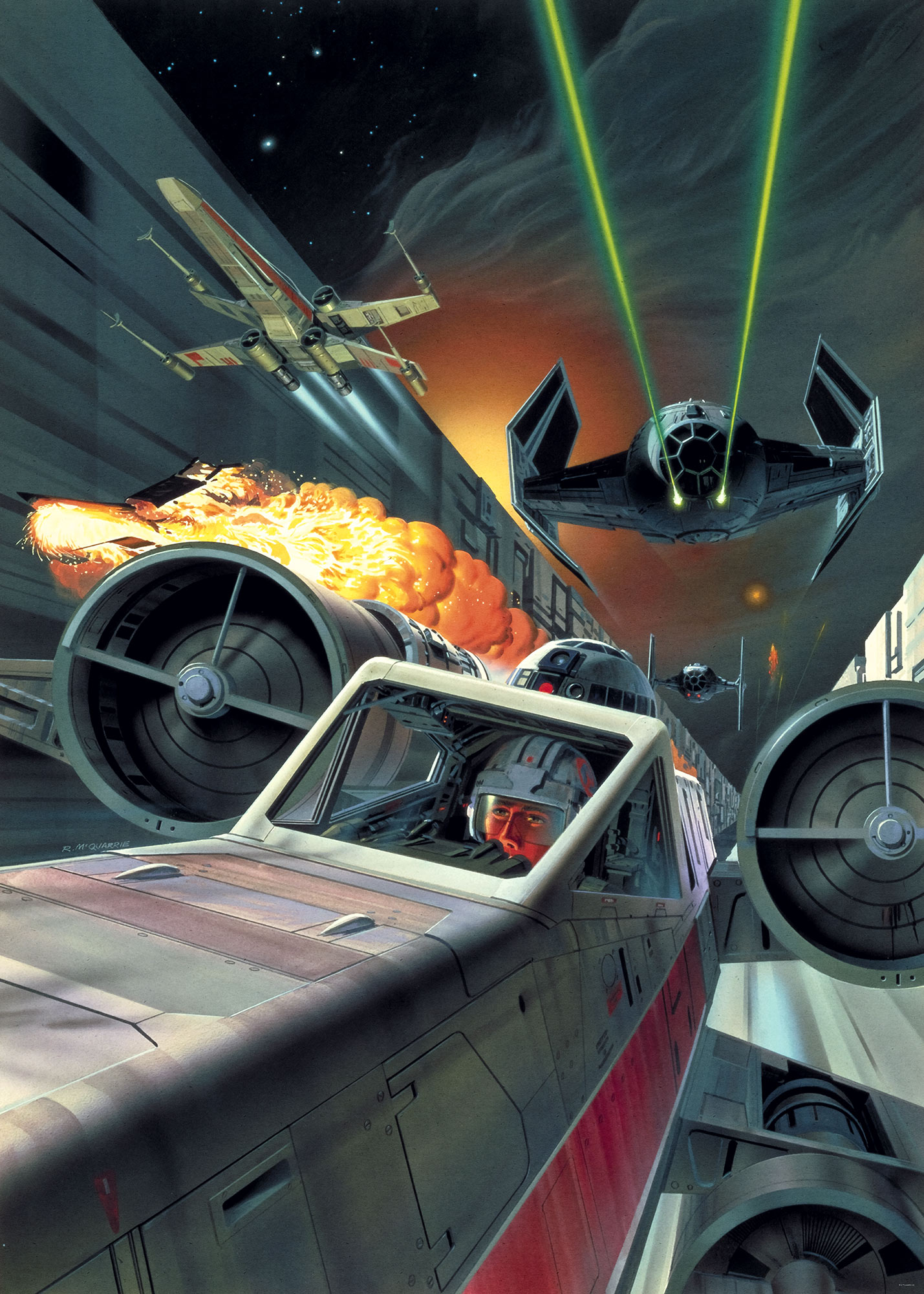 Star Wars Classic Death Star Trench Run - Death Star Battle Mural