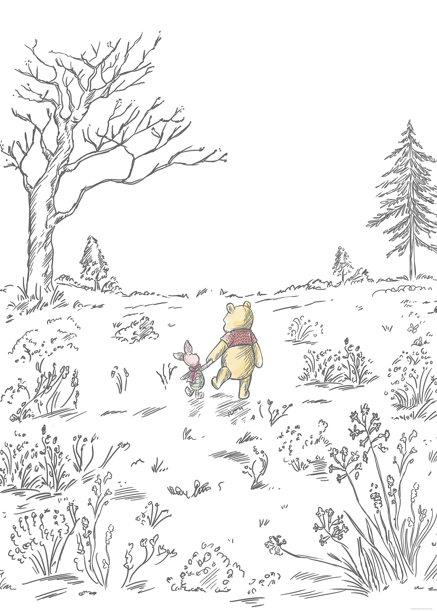 Winnie the Pooh Walk - Nursery Pooh Wallpaper | Photomural.com