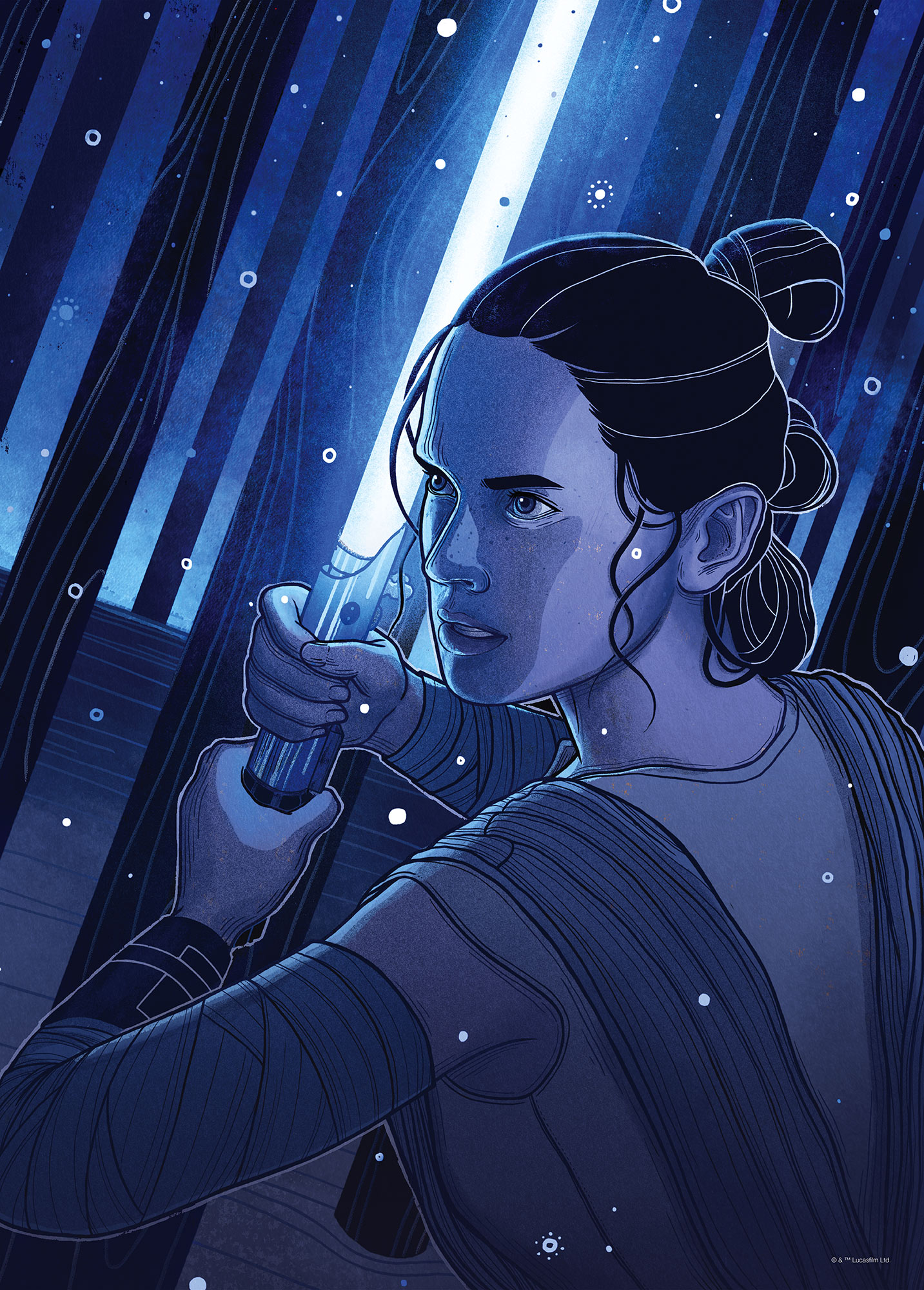 Star Wars Jedimaster Rey - Rey Lightsaber Art | Photomural.com